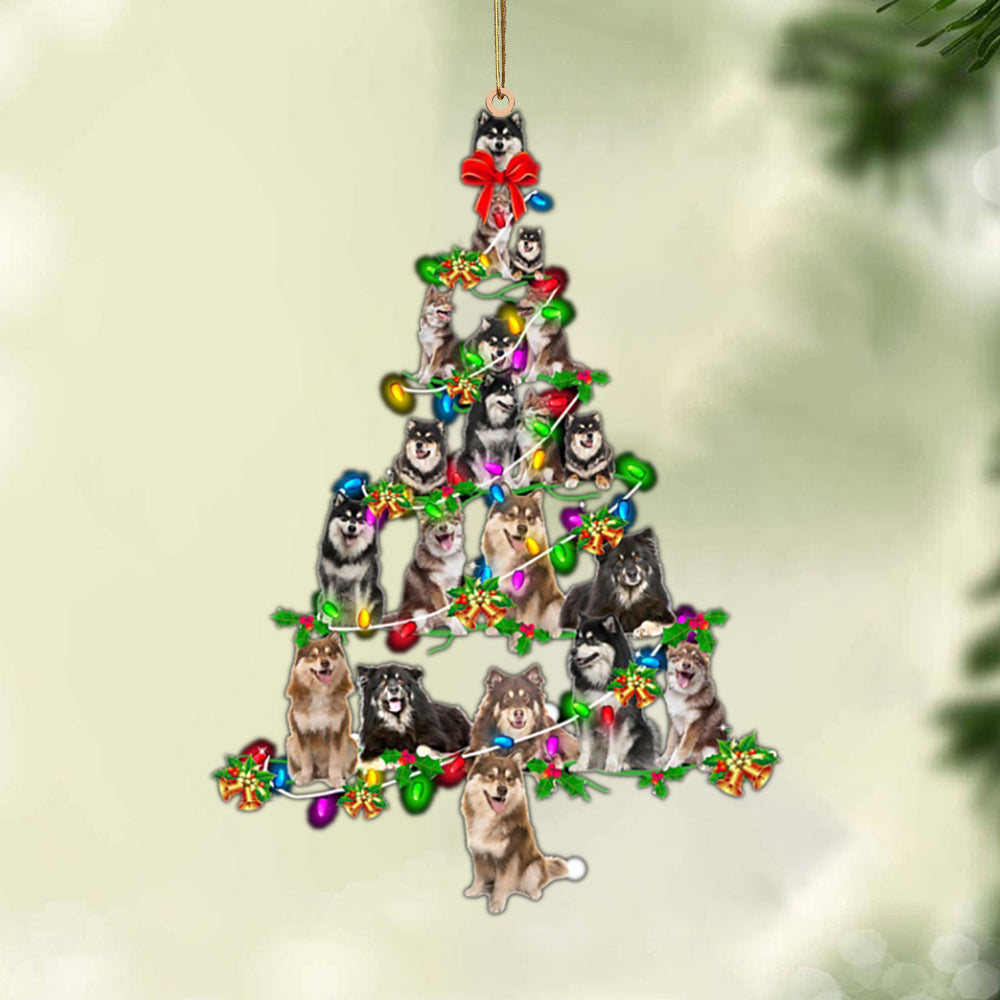 Ornament- Finnish Lapphund-Christmas Tree Lights-Two Sided Ornament, Happy Christmas Ornament, Car Ornament