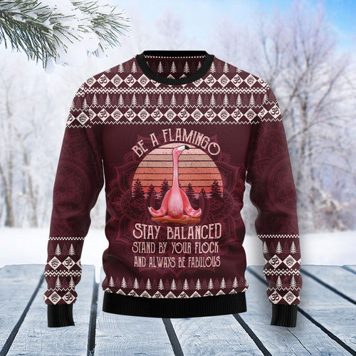 Flamingo Yoga Ugly Christmas Sweater 