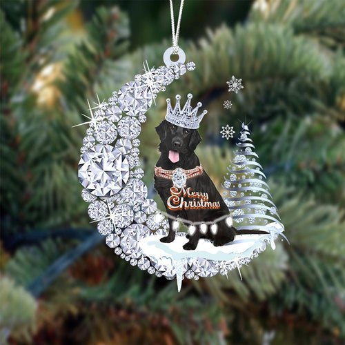Flat Coat Retriever Diamond Moon Merry Christmas Ornament Christmas Gift For Dog Lover