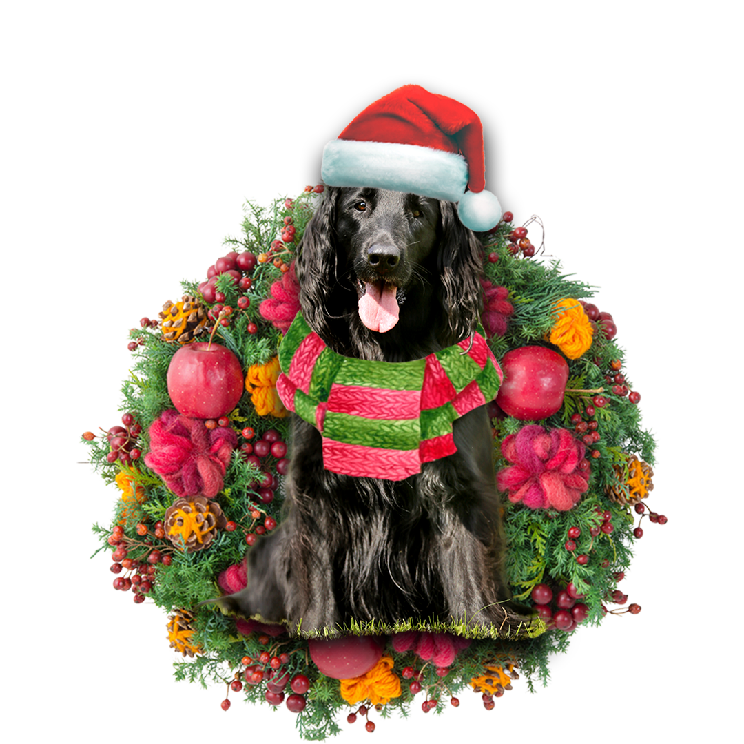 Godmerch- Ornament- Flat Coated Retriever Christmas Ornament, Happy Christmas Ornament, Car Ornament