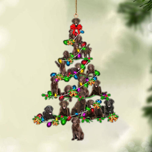 Ornament- Flat Coated Retriever-Christmas Tree Lights-Two Sided Ornament, Christmas Ornament, Car Ornament