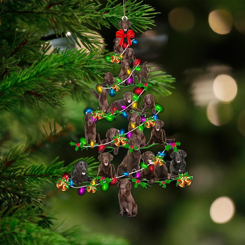Flat Coated Retriever-Christmas Tree Lights-Two Sided Ornament
