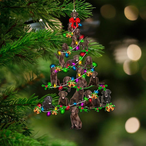 Flat Coated Retriever-Christmas Tree Lights-Two Sided Ornament