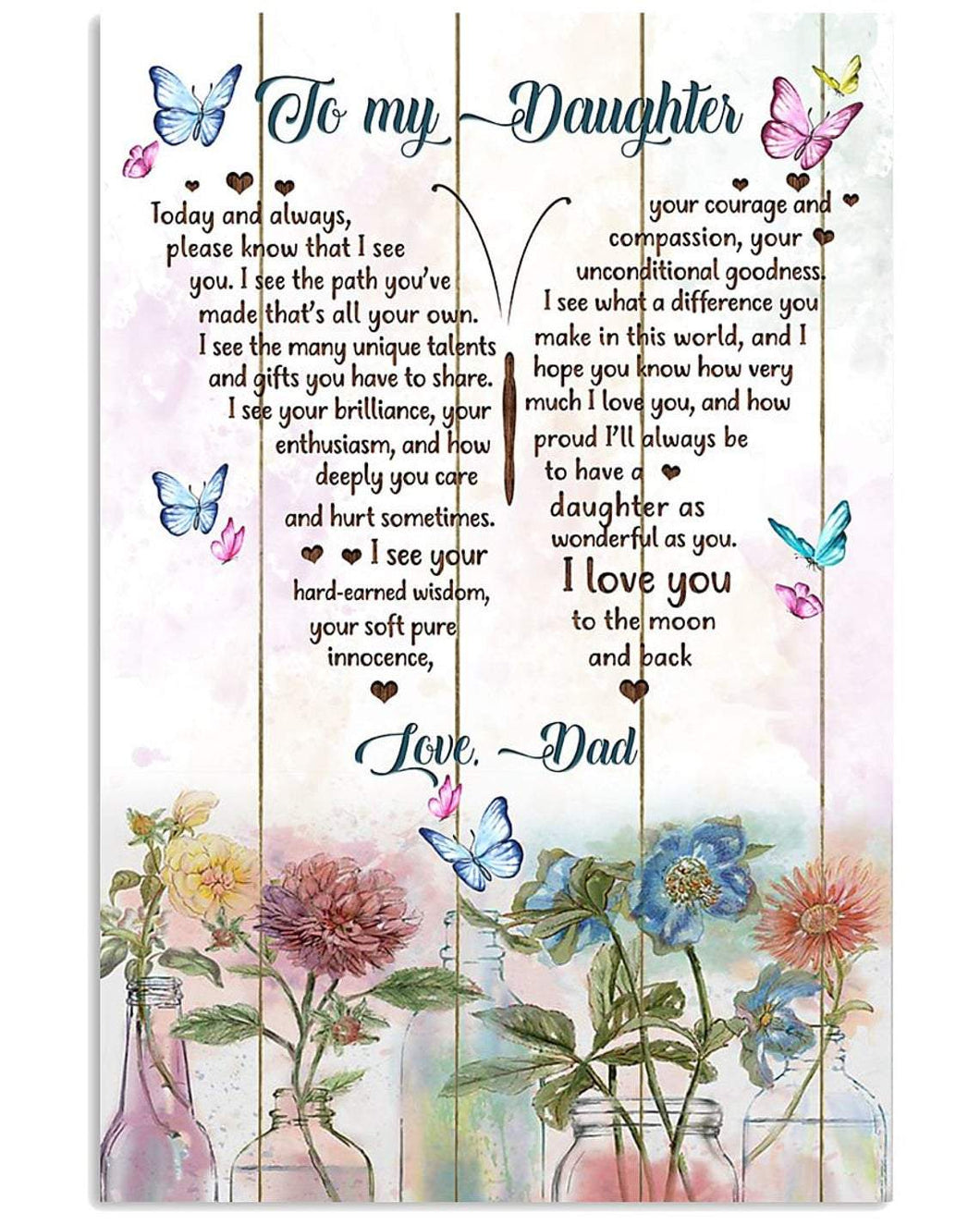 Flowers Butterfly Canvas And Poster, Canvas Painting, Wall Decor Visual Art, Gift Father's Day