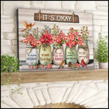 Cardinal Bird Canvas Wall Art - Flowers Cardinal It’s Okay To Be Canvas Wall Art Home House Decor