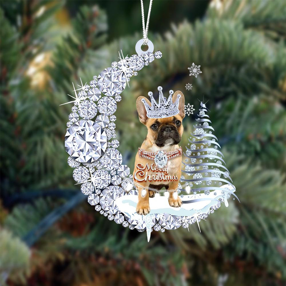 French Bulldog Diamond Moon Merry Christmas Ornament Christmas Gifts