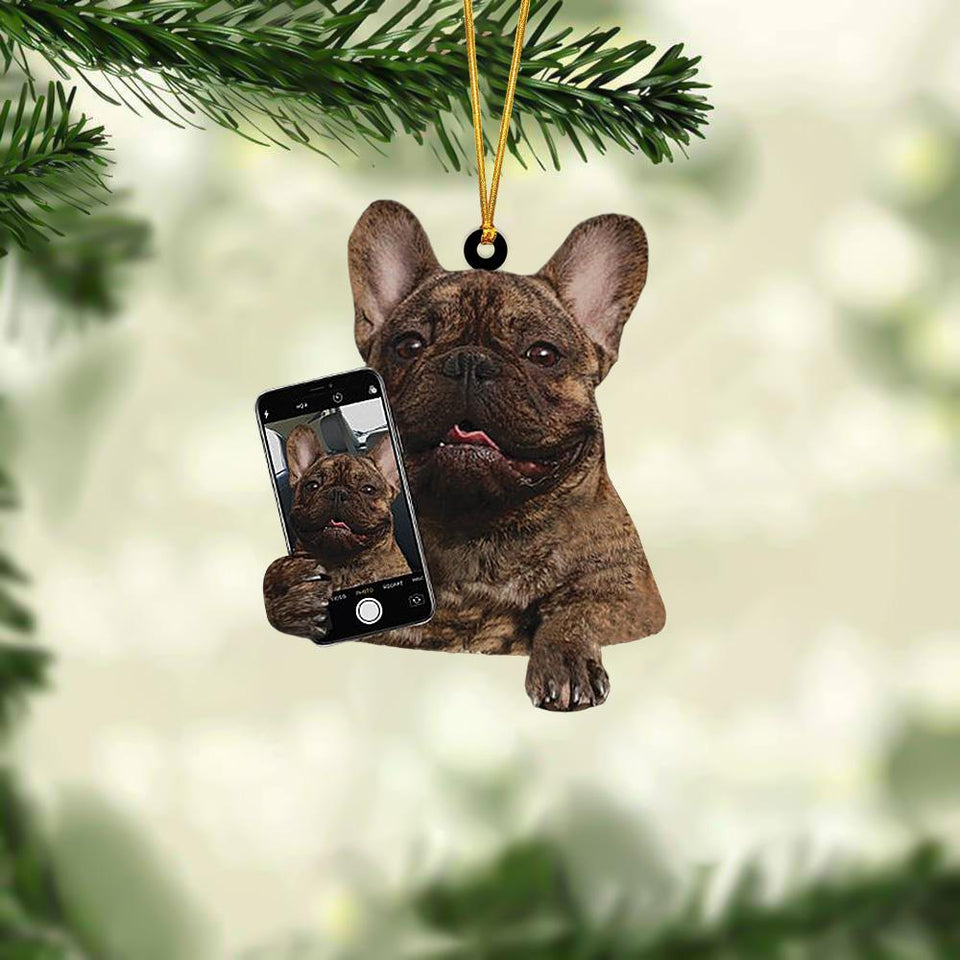 French Bulldog Do You Like My Selfie Hanging Ornament Funny Dog Christmas Ornament