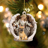 French Bulldog-Angel Hug Winter Love Two Sided Ornament