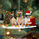 Ornament- French Bulldog-Christmas Dog Friends Hanging Ornament, Happy Christmas Ornament, Car Ornament