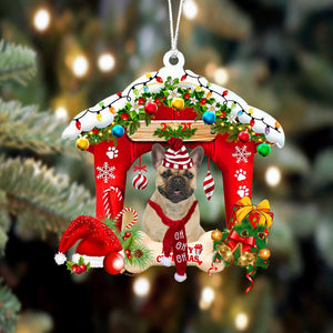 Godmerch- Ornament- French Bulldog-Christmas House Two Sided Ornament, Happy Christmas Ornament, Car Ornament