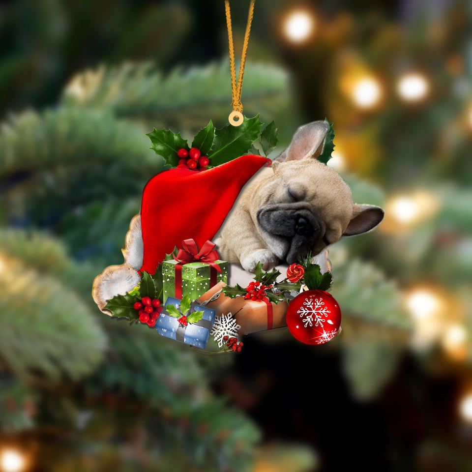 French Bulldog-Sleeping In Hat Two Sides Ornament Dog Sleeping Ornament