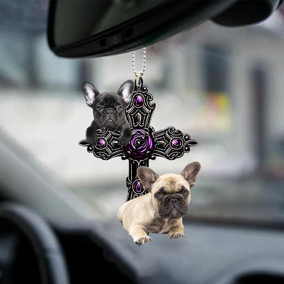 Cool French Bulldog Pray For God Car Hanging Ornament Dog Pray For God Ornament Godmerch