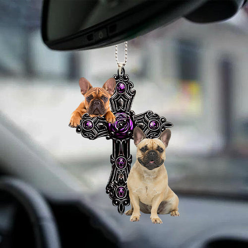 French Bulldog Pray For God Car Hanging Ornament Best Ornaments For Auto Godmerch