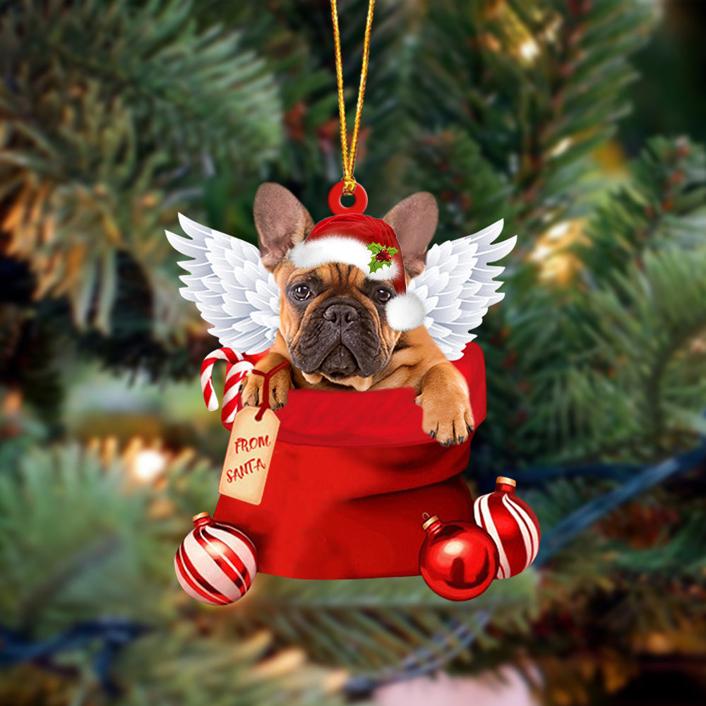 French Bulldog022 Angel Gift From Santa Christmas Ornament, Dog Flat Acrylic Ornament