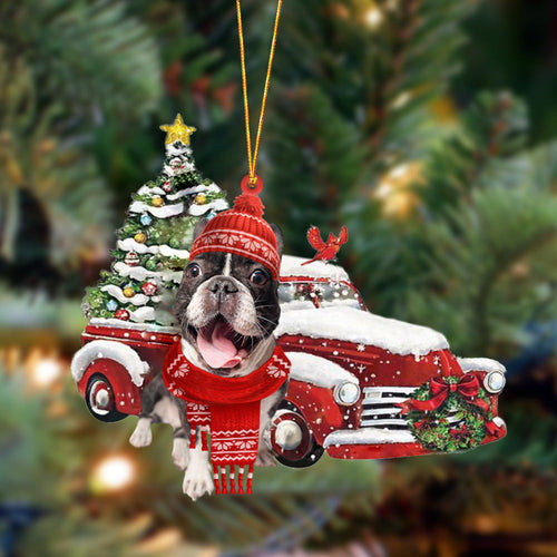 Godmerch- Ornament- French Bulldog 2-Christmas Car Two Sided Ornament, Happy Christmas Ornament, Car Ornament