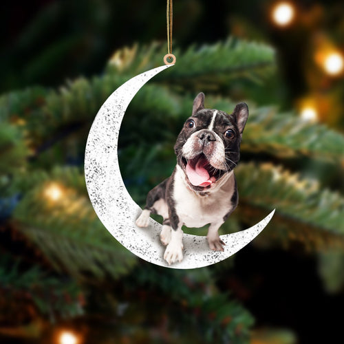 French Bulldog 2-Sit On The Moon-Two Sided Ornament