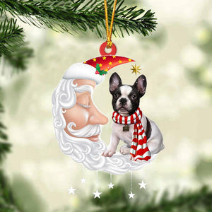 French Bulldog 2 With Santa Christmas Ornament Dog Christmas Ornament