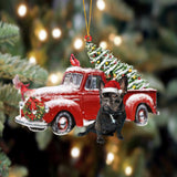 Ornament- French Bulldog 4-Cardinal & Truck Two Sided Ornament, Happy Christmas Ornament, Car Ornament