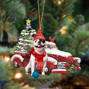 Godmerch- Ornament- French Bulldog 4-Christmas Car Two Sided Ornament, Happy Christmas Ornament, Car Ornament