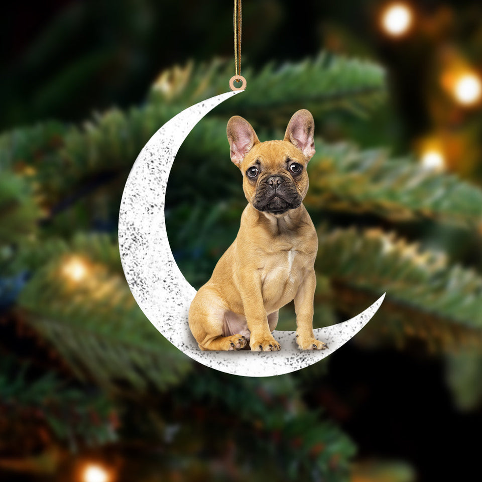 French Bulldog 4 Sit On The Moon Two Sided Ornament Dog Hanging Christmas Ornament