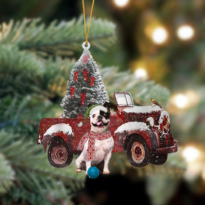 Ornament- French Bulldog 6-Christmas Truck Two Sided Ornament, Happy Christmas Ornament, Car Ornament