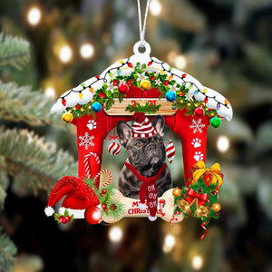 Ornament- French Bulldog 8-Christmas House Two Sided Ornament, Happy Christmas Ornament, Car Ornament