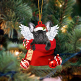 French Bulldog Angel Gift From Santa Christmas Ornament, Dog Flat Acrylic Ornament