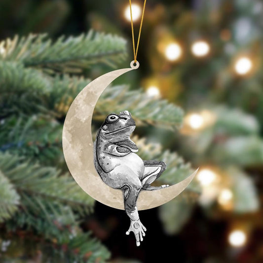 Godmerch- Ornament- Frog Sits On The Moon Hanging Ornament Dog Ornament, Car Ornament, Christmas Ornament