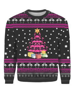 Funny Flamingo Tree Ugly Christmas Sweater 