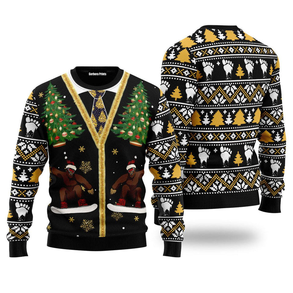 Funny Vintage Bigfoot Sasquatch Ugly Christmas Sweater | For Men & Women | UH1323
