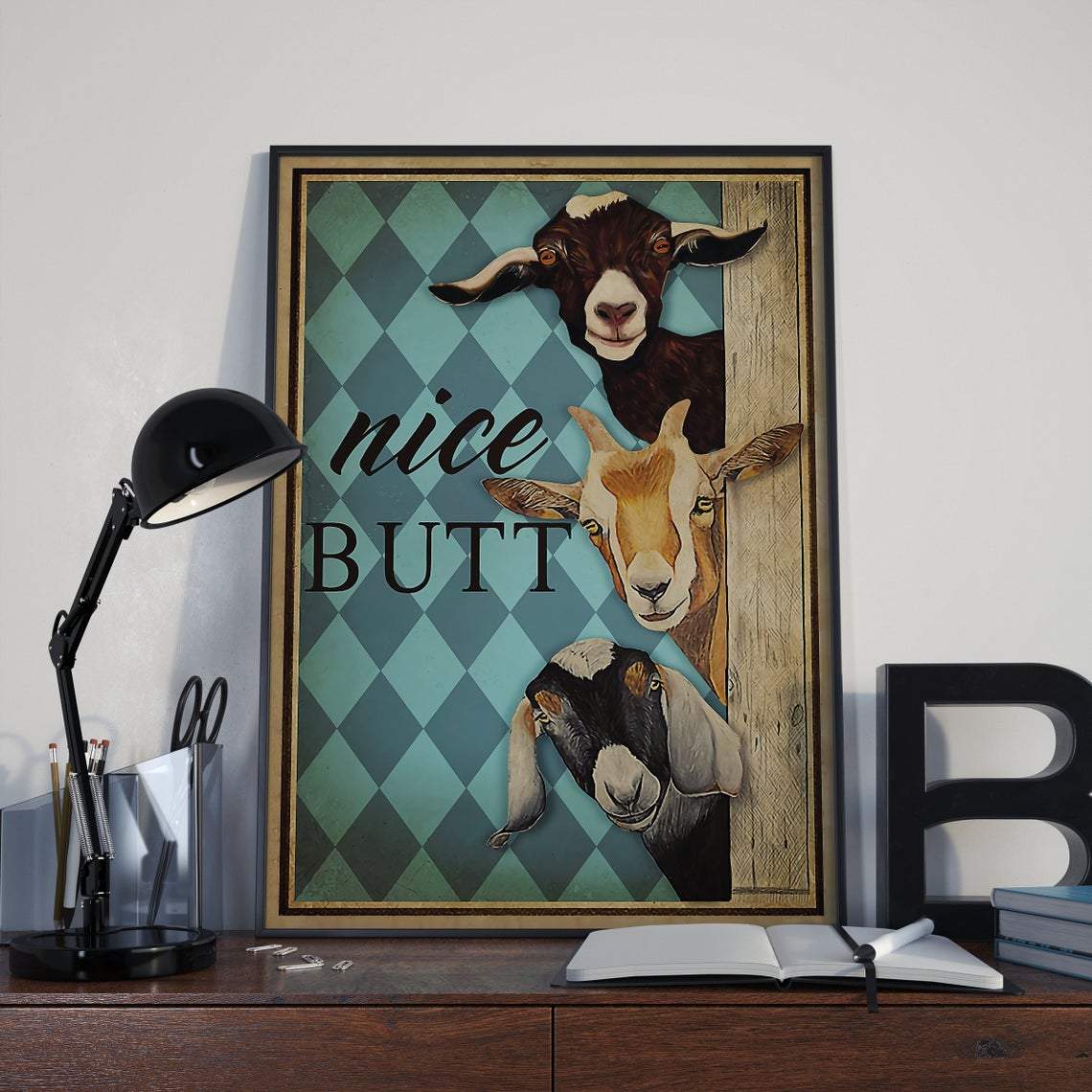 Funny Goats Nice Butt Poster - Goat Bathroom Poster, Goat Lover Gift Idea, Animal Toilet Restroom Canvas And Poster, Wall Decor Visual Art