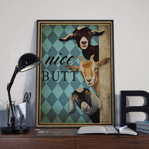 Funny Goats Nice Butt Poster - Goat Bathroom Poster, Goat Lover Gift Idea, Animal Toilet Restroom Canvas And Poster, Wall Decor Visual Art
