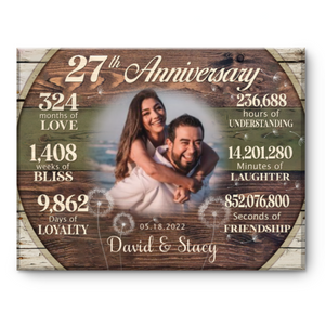 Custom 27th Anniversary Gift, 27 Years Anniversary Gift For Couple, Personalized 27th Anniversary Canvas