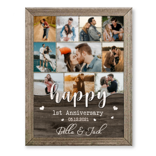 Photo Collage Gift For Couple, Personalized Wedding Anniversary Gift, 1st Anniversary Canvas