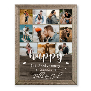 Photo Collage Gift For Couple, Personalized Wedding Anniversary Gift, 1st Anniversary Canvas