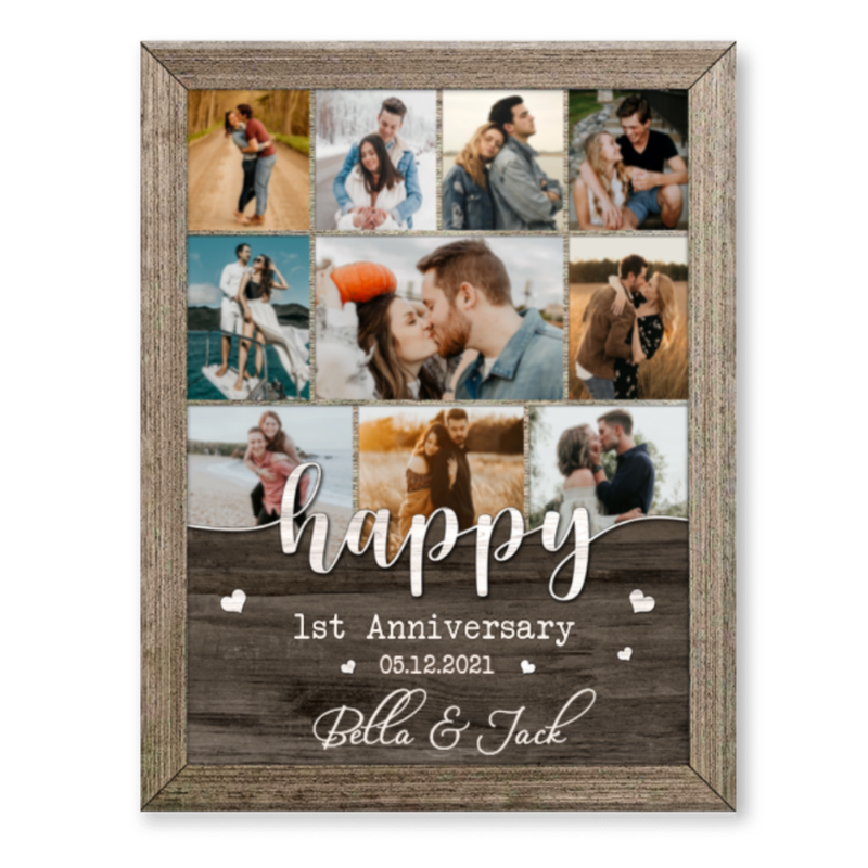Photo Collage Gift For Couple, Personalized Wedding Anniversary Gift, 1st Anniversary Canvas