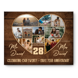 28th Wedding Anniversary Present, Gift For 28th Anniversary, Heart Shape Photo Collage