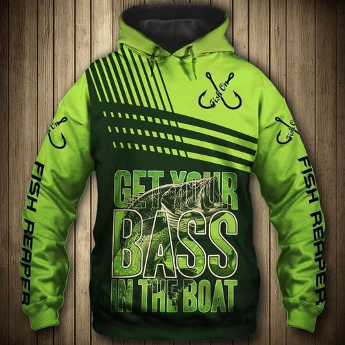 Fishing Gifts Get Your Bass In The Boat US Unisex Size Hoodie