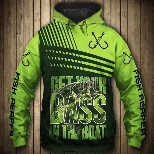 Fishing Gifts Get Your Bass In The Boat US Unisex Size Hoodie