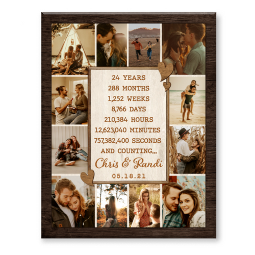 24th Anniversary Photo Collage Canvas, Custom 24 Year Anniversary Gift