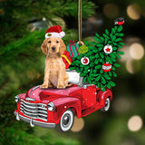 Godmerch- Ornament- GOLDEN Cocker Spaniel-Pine Truck Hanging Ornament, Happy Christmas Ornament, Car Ornament
