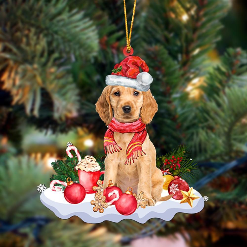 Ornament- GOLDEN Cocker Spaniel-Better Christmas Hanging Ornament, Happy Christmas Ornament, Car Ornament