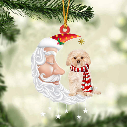 Gold Morkie With Santa Christmas Ornament Dog Christmas Ornament