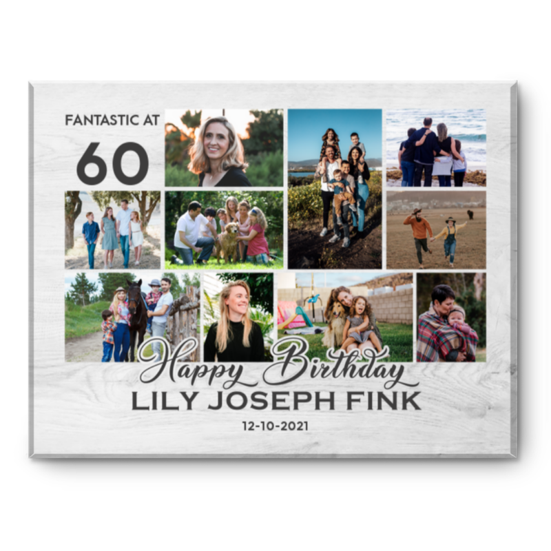 60th Birthday Photo Collage Canvas Print, 60th Birthday Gift