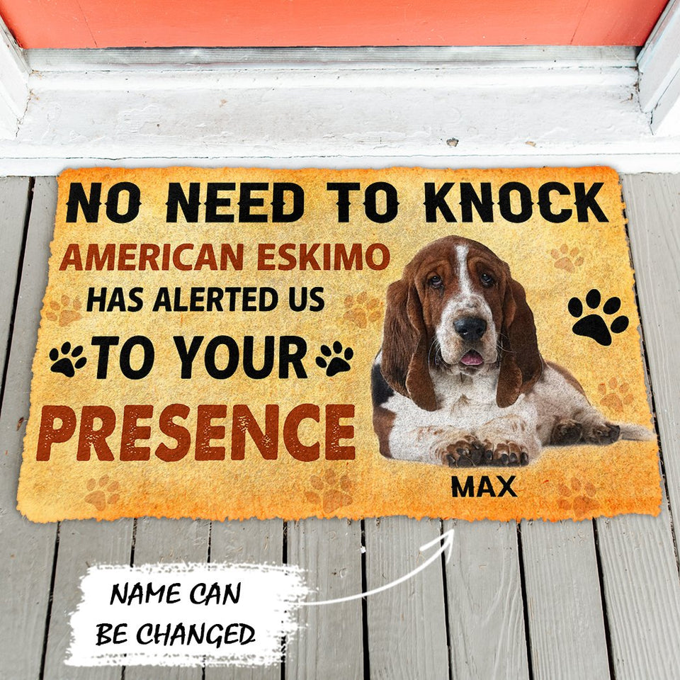 3D No Need To Knock Basset Hound Dog Custom Name Doormat