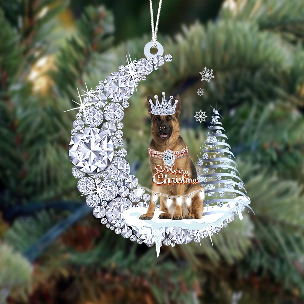 German Shepherd Diamond Moon Merry Christmas Ornament Christmas Gifts