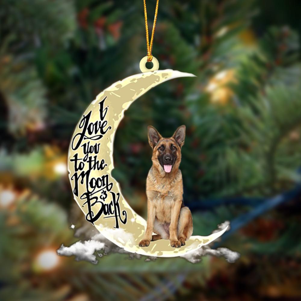 Godmerch- German Shepherd I Love You To The Moon And Back Hanging Ornament, Car Ornament, Christmas Ornament