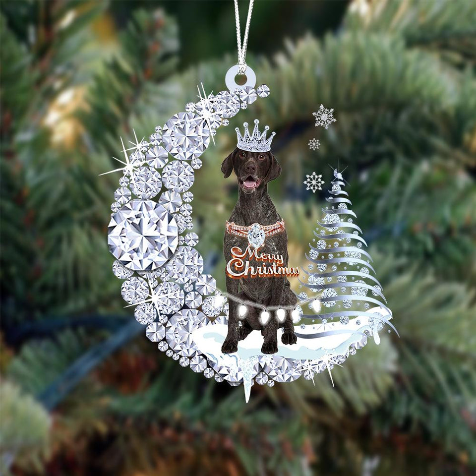 German Shorthaired Pointer Diamond Moon Merry Christmas Ornament Dog Ornament