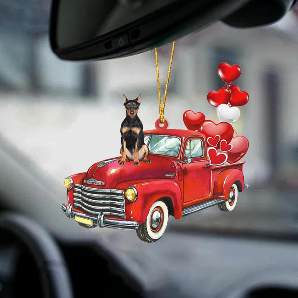 German Pinscher-Red Sports Car-Two Sided Ornament
