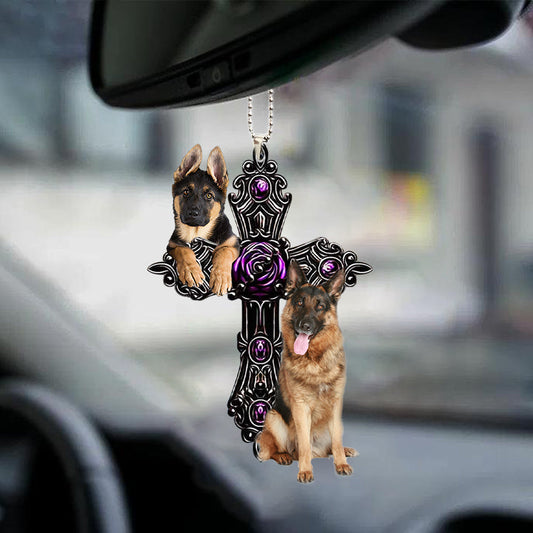 German Shepherd Pray For God Car Hanging Ornament Dog Pray For God Ornament Godmerch